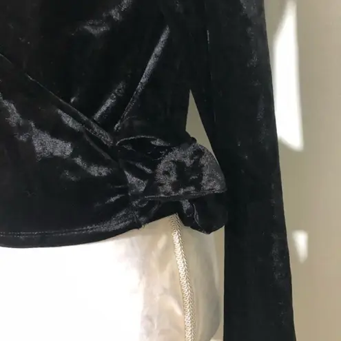 Planet Gold NWOT Black Velvet Faux Wrap Top Blouse