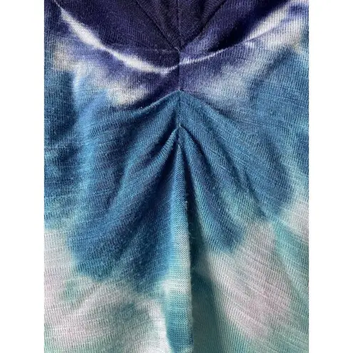 Young Fabulous and Broke Women’s  Blue Aqua Turquoise White Tie-Dye Dolman Sleeve