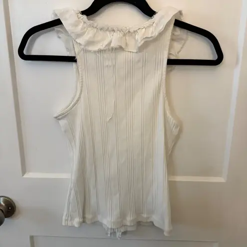 Pilcro Anthropologie white distressed ribbed tank top size small