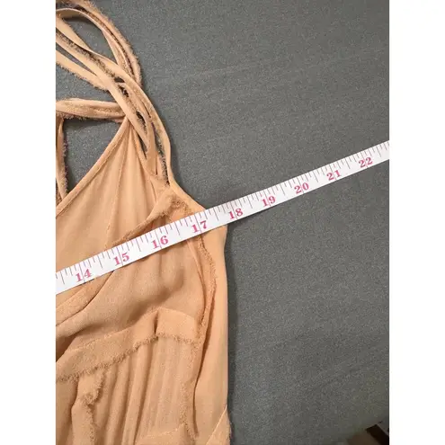 Viviannna Uchitel Viviana Uchitel Silk Layered Nude Gown with Rosette Detail – Size 2