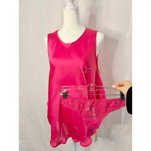 NWT Intimissimi Satin and Lace with Brazilian Panties Pink Fuchsia sz. M Size M - Image 3