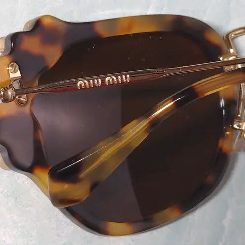 Miu Miu Light Havana Brown Sunglasses Jeweled Cat Eye 100% UV Protection