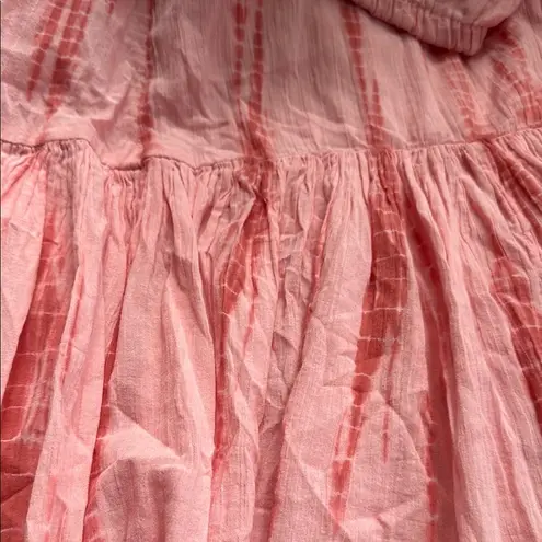 J. Jill Pink Bubble Midi Skirt with Smocked Ruffles Size XS