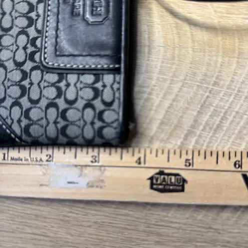 Coach  Signature Black Gray C Monogram Logo Pouch Classic Vintage Wristlet Bag
