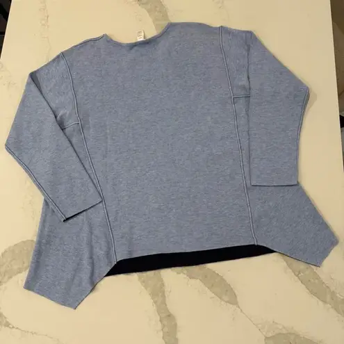 J.Jill Reversible Knit Long Sleeve Dipped Hem Sweater Women's Large Blue Preppy