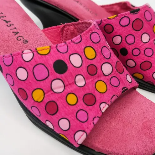 White Stag Vintage 90s Pink Polka Dot Wedge Sandals