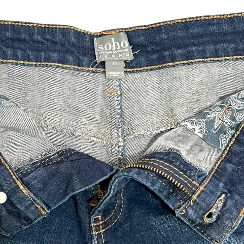 New York & Co. NY&Co Soho SIZE 10 Medium Wash Distressed Rolled Cuff Jean Denim Shorts