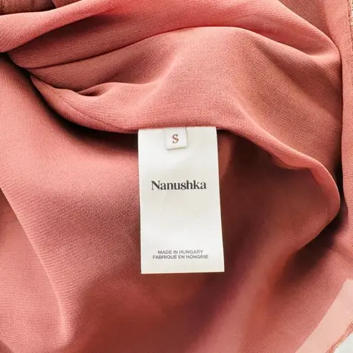 NANUSHKA Halli Vegan Leather Shirt Dress In Brown Size Small Belted Short Sleeve