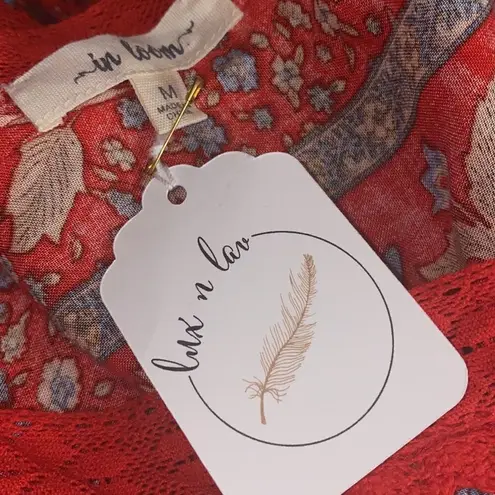 In Loom ✨
Cherry Red Floral BOHO Deep V Neck Tassel Tie Low Back Tunic Mini Dress✨