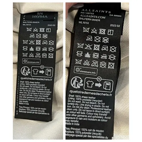 ALLSAINTS Belfern Leather Biker Jacket Size US/4