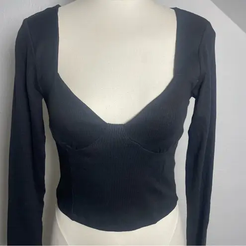Brave Soul London Liliana Black Square Neck Crop Top NWT Size M