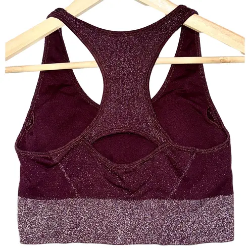 Athleta Twilight Sparkle Racerback Dark Purple Plum Athletic Sports Bra Size M