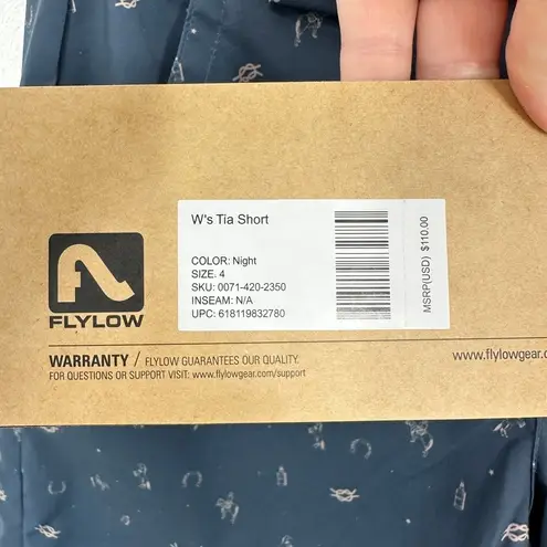 Flylow Women's Tia Shorts Night Blue Horse Horseshoe Print Size 4 Athletic Short