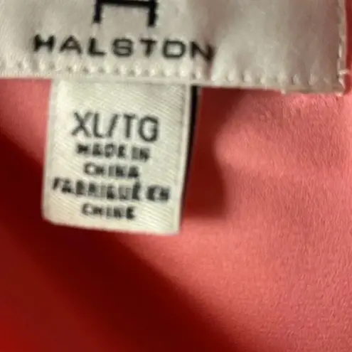 H by Halston HALSTON WRAP DRESS WOMENS SIZE XL CORAL SPLASH DESIGN HIGH LOW HEM BELTED