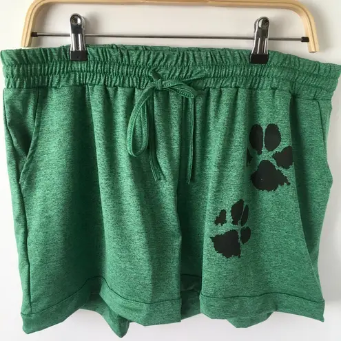 Green Paw Print Shorts Size 1X