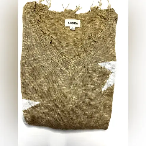 Adora Boutique Oversized Distressed Star Sweater – Size L Gold Size L