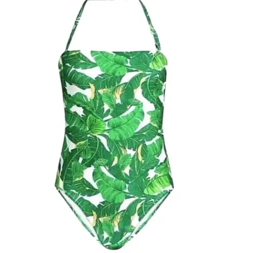 Love and sports awesome white with green tropical design one piece suit! White Size XL