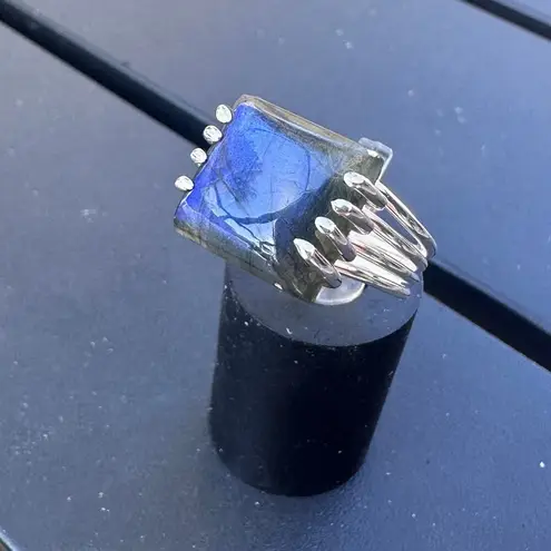Labradorite Madagascar Sterling Silver Ring Size 8 Blue