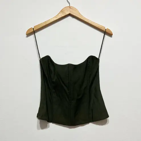 NEW The SEI Curved Top Boned Strapless Bustier Tank Top Army Green 2