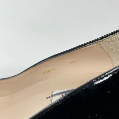 LK Bennett L.K. Bennett Darcia Classic Preppy LK Brogue Black Patent Leather Bow Heels 37