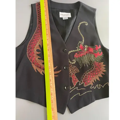 Emanuel Ungaro Vintage Black Dragon Embroidered Vest Size 8/44