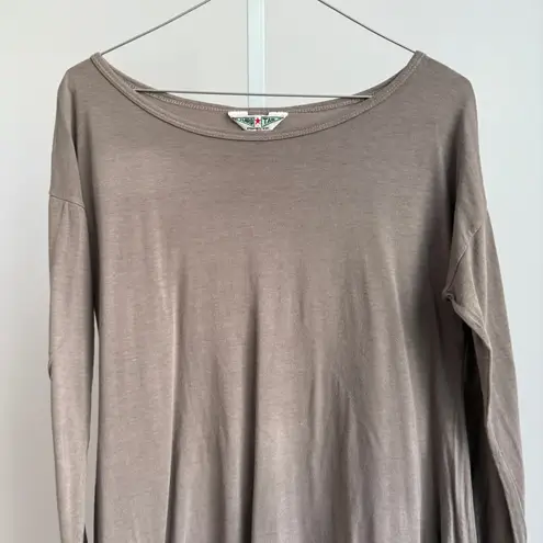 Hard Tail Forever Brown Flowing LagenLook Tunic Top Scoop Neck size M Boho