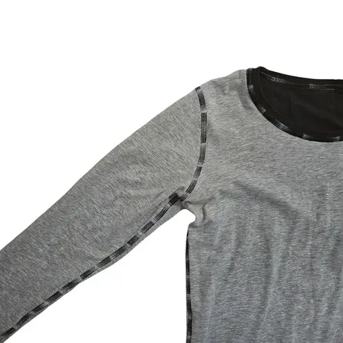 Lululemon  Reversible T-Shirt Top Crewneck Long Sleeve Gray Navy Women's Size 6