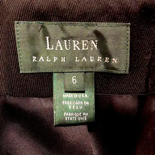 Ralph Lauren Military Faux Fur Lapel Double Breasted Black Wool Riding Coat Sz 6