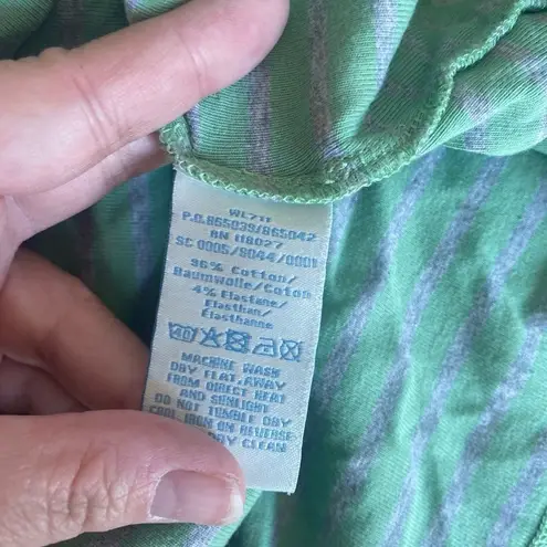 Boden plus size green and grey stripe v neck tee size 16 96% cotton Gray