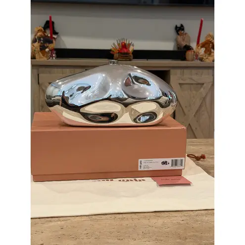 Cult Gaia Caldera Clutch Shiny Silver Handbag