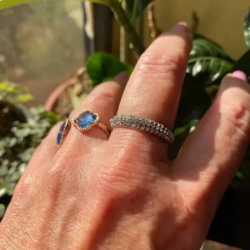 High polished Stainless Steel Ring with Top Grade Crystal in Clear Silver