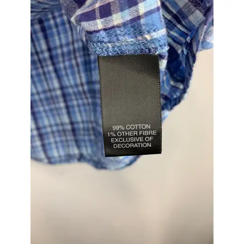 Avenue Women’s Blue Plaid Lace Tank Top Size L