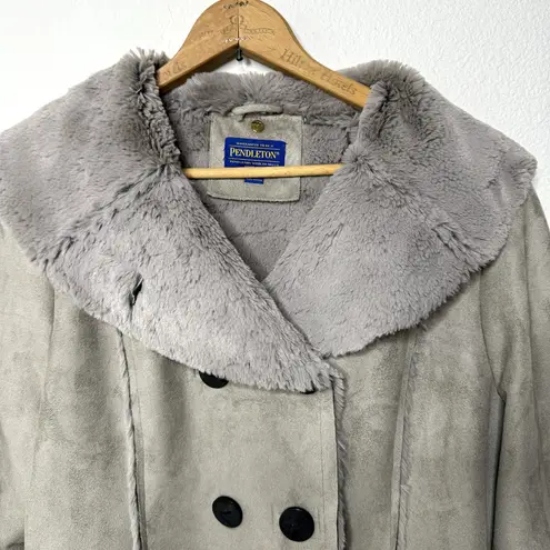 Pendleton NEW  Diana Faux Shearling Gray Coat Mid Length Warm Womens XL