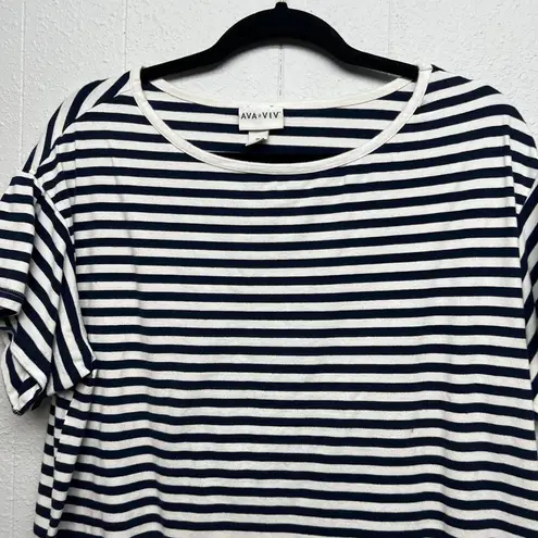 Ava & Viv  Everyday Wear Womens Striped Top/T-Shirt Size 1X Breathable Stretch