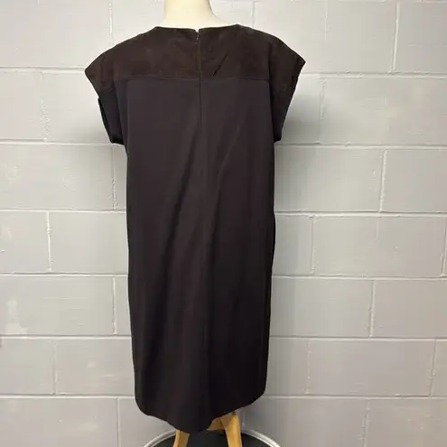 Carlisle Collection Brown With Brown Suede Neckline Shift Dress Size 10