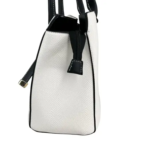 Adrienne Vittadini Madison Avenue Collection Satchel Lock White Black