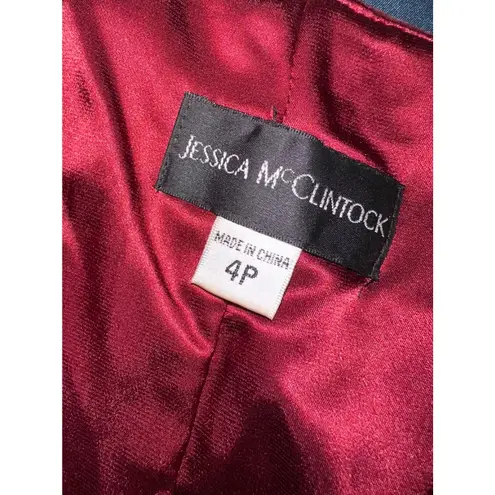 Jessica McClintock Strapless Red Metallic Cocktail Party Dress 4P