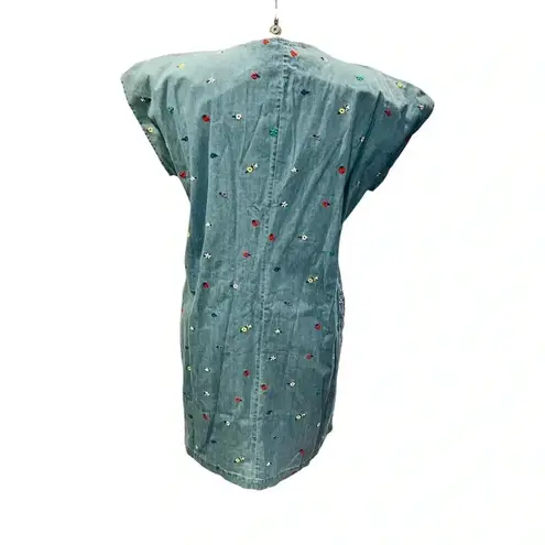 Hanna Andersson Embroidered Chambray Dress Relaxed Fit Denim Blue size L NWT Size L