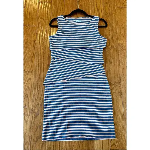 J. McLaughlin red striped ruffle asymmetrical dress small