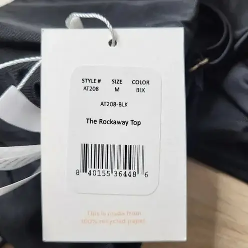 ANDIE NWT The Rockaway Top Medium Black Sports Bra Swim Double Straps S Black
