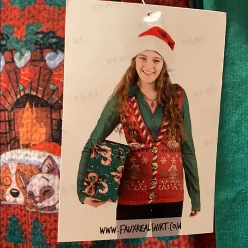 ✨FauxReal Ugly Christmas long sleeve shirt Green Size L