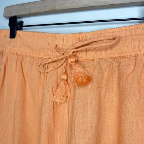 C&C California Orange Linen Blend Cargo Wide-Leg Pull-On Pants Size Large Beachy