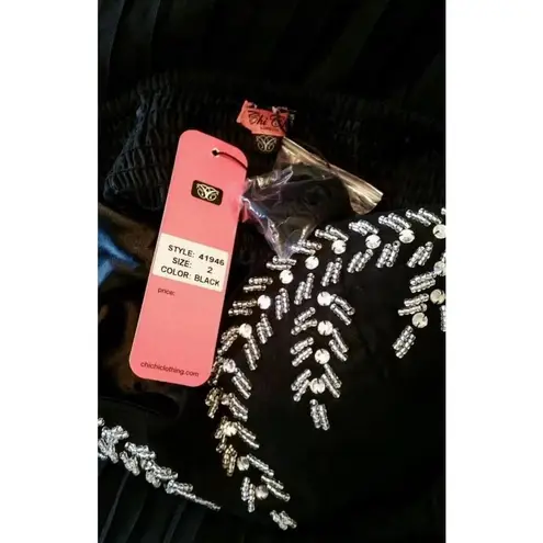 Chi Chi London Black Beaded Pleated Shirred Back Strapless Maxi Dress by Chi Chi from Modcloth