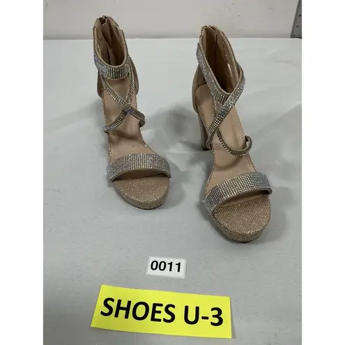 Top Moda Woman’s NWOT Strappy Slip On Platform Sandals 6.5 Rose Gold Rhinestones