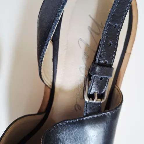 Matisse Black Leather Slingback Wooden Platform Mules Size 8 Boho Luxury
