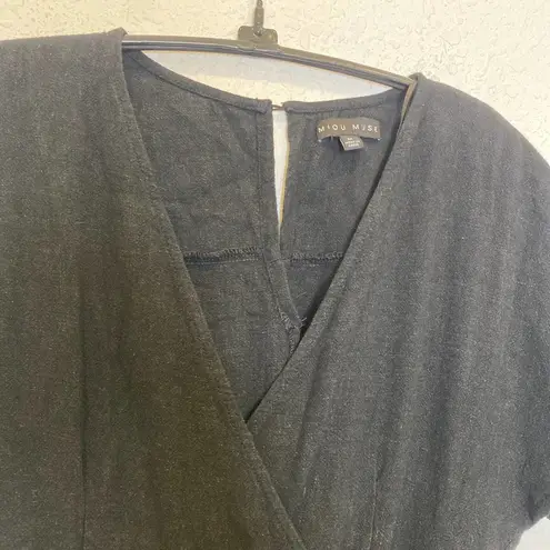 Miou Muse Shorts Romper Black Wrap V