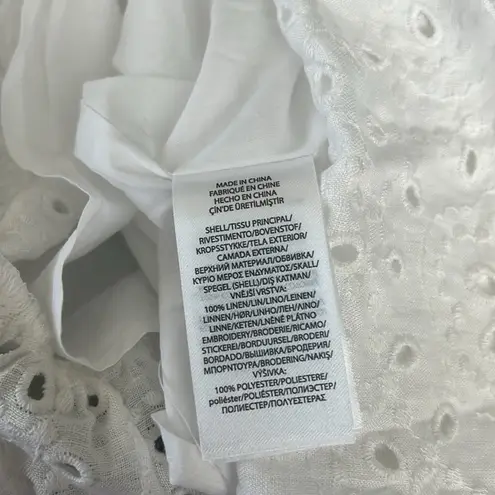 Polo Ralph Lauren Linen Ruffled Eyelet Midi Dress, White Size 4 New w/Tag $398