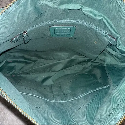 Coach  Pebbled Leather Turnlock Hobo Shoulder Bag Green