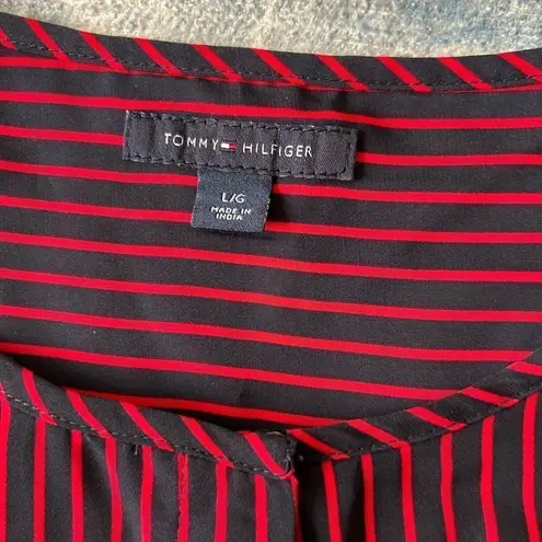 Tommy Hilfiger  Black and Red Striped Sleeveless Blouse Size Large