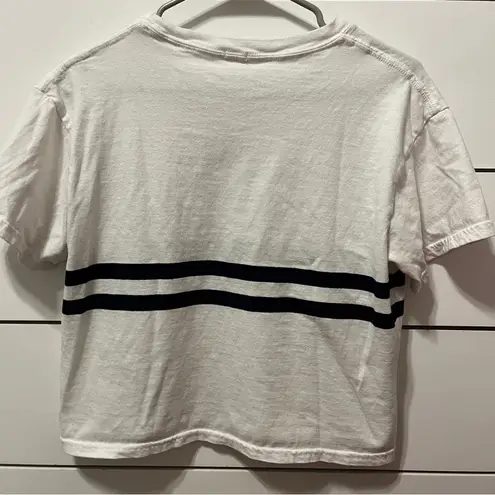 Brandy Melville  White & Navy Blue Stripe Tee